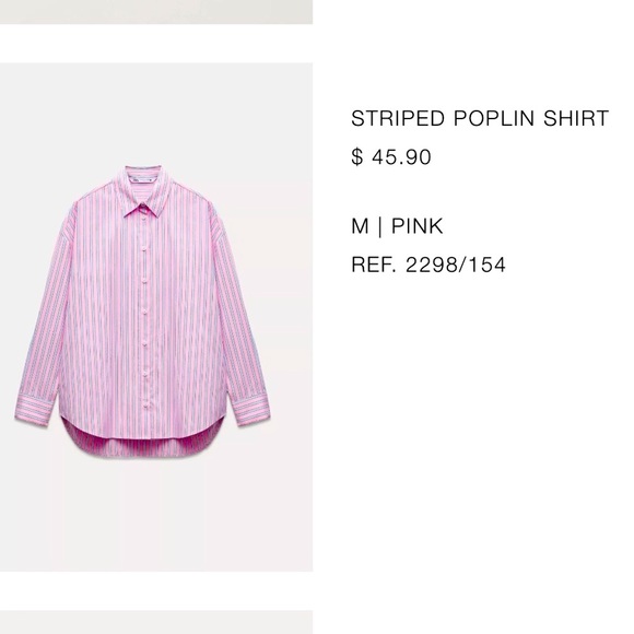 Zara Tops - Zara Striped Poplin Shirt – Pink | Size M